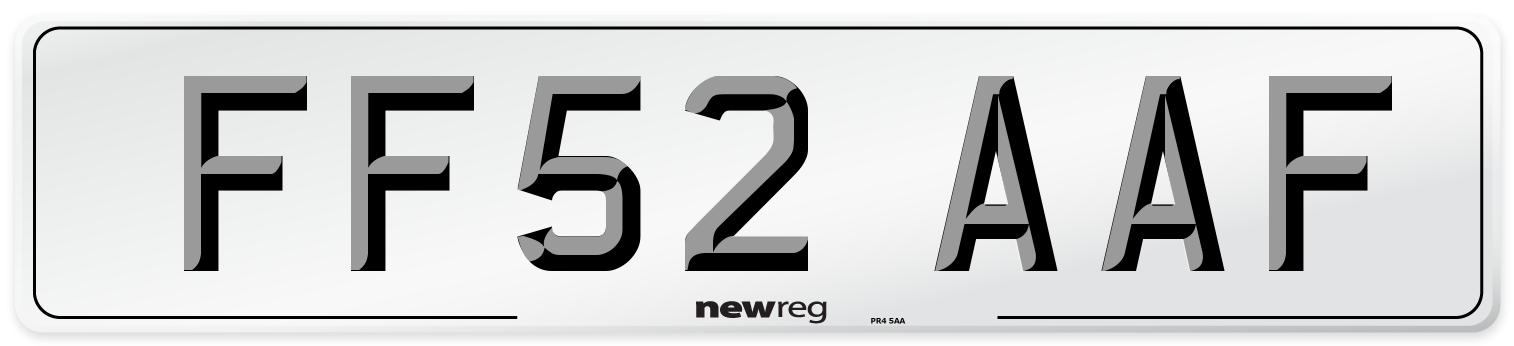 FF52 AAF Number Plate from New Reg